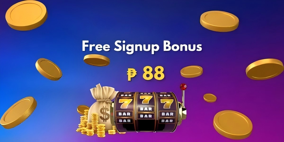 Promo banner with golden slot reels, bonus chips and falling coins